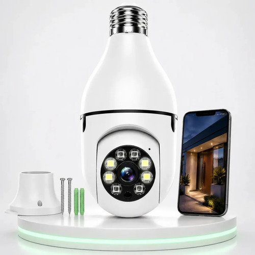 Camera de seguranca lampada panoramica wi fi 1080p sensor mo