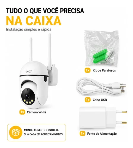 Câmera De Segurança Wi-fi 3mp Visão Noturna Colorida Áudio