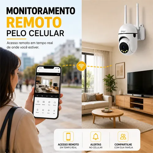 Câmera De Segurança Wi-fi 3mp Visão Noturna Colorida Áudio