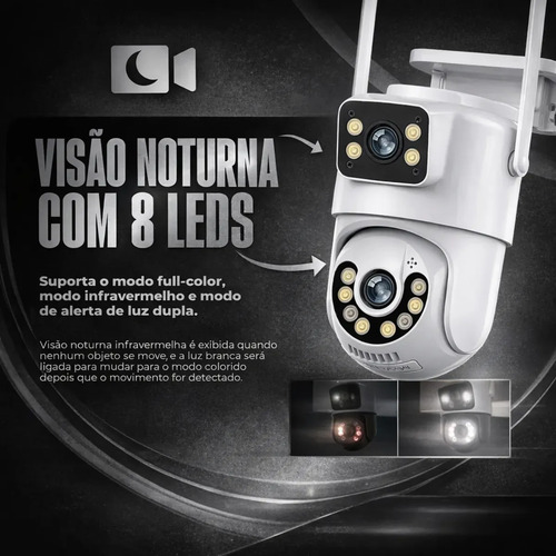 Câmera de Segurança Wi-Fi iCSee/Yoosee A28B 4K Dupla Lente Visão Noturna Colorida Full Hd Externa Prova D'água Ip66 Sensor Movimento Woosh