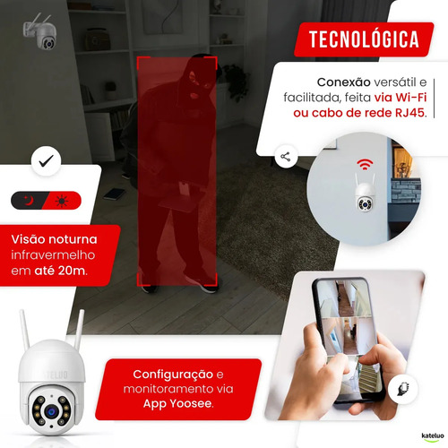 Câmera De Segurança Wifi Icsee Externa Mini Dome Full Hd Infravermelho Prova D'água Kateluo