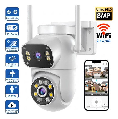 Camera de vigilancia externa mvpsmart 360 ptz wi fi 8 mp ful