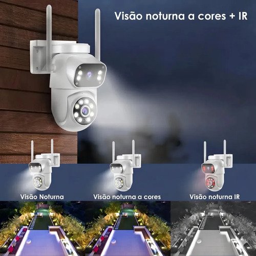 Câmera de vigilância externa Mvpsmart 360° PTZ Wi-Fi 8 MP Full HD - Alarme sonoro/luz, detecção de movimento, visão noturna IP66, áudio bidirecional, armazenamento em cartão SD/na nuvem