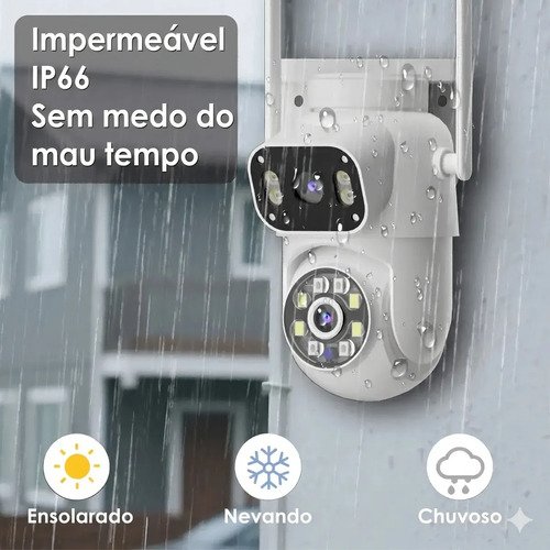 Câmera de vigilância externa Mvpsmart 360° PTZ Wi-Fi 8 MP Full HD - Alarme sonoro/luz, detecção de movimento, visão noturna IP66, áudio bidirecional, armazenamento em cartão SD/na nuvem