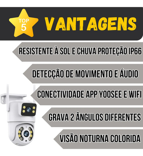 Câmera Dupla Segurança Ip Wifi Externa Lente 6mp App Yoosee