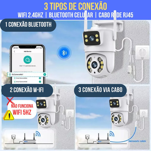 Câmera Dupla Segurança Ip Wifi Externa Lente 6mp App Yoosee