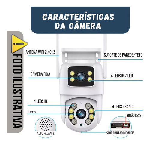 Câmera Dupla Segurança Ip Wifi Externa Lente 6mp App Yoosee