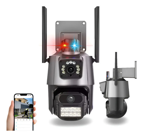 Camera externa ip wifi visao dupla 4k prova dagua c sirene s