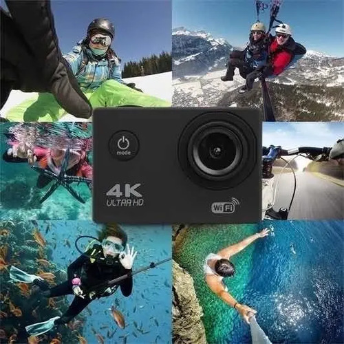 Câmera Filmadora Sport 4k Wi-fi Hd 12mp Prova Dágua Cor Preto/Prata