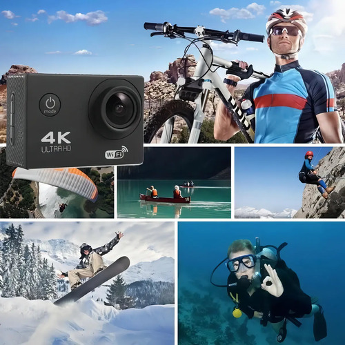 Câmera Filmadora Sport 4k Wi-fi Hd 12mp Prova Dágua Cor Preto/Prata