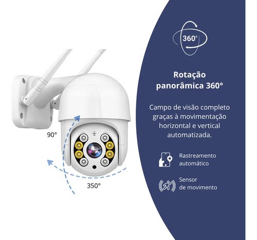 Câmera Ip A8 App Icsee Infravermelho Prova D'água Externa Wifi Hd Cor Branco