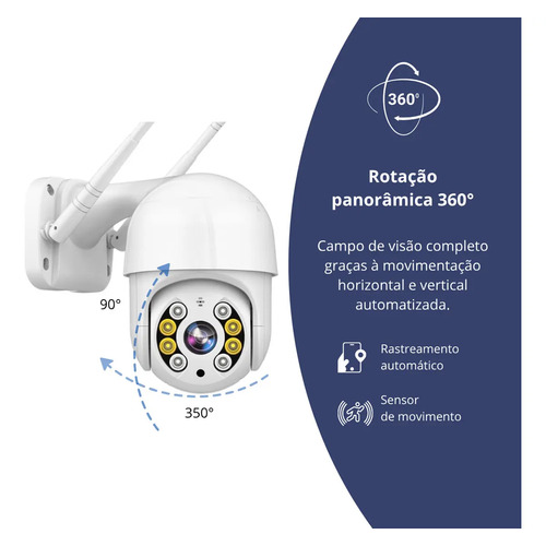 Câmera Ip A8 App Icsee Infravermelho Prova D'água Externa Wifi Hd Cor Branco