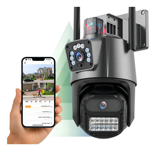 Camera ip vlx p11 8mp 4k de lente dupla ptz com sirene e wi