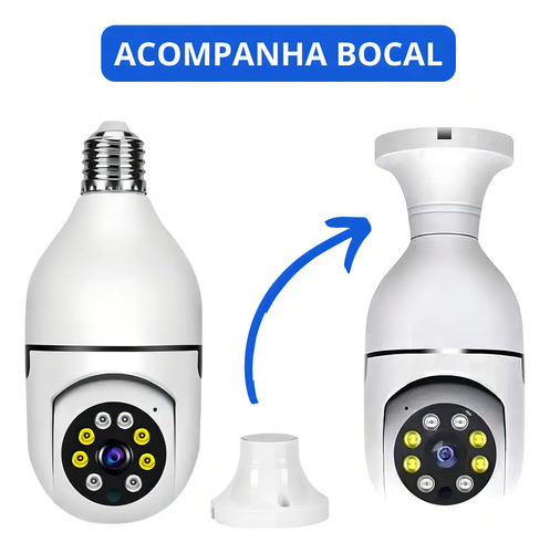 Câmera Lâmpada B-MAX Wifi 360º Infravermelho IP44 1080p Segurança