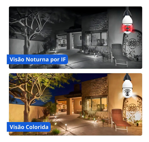 Câmera Lâmpada B-MAX Wifi 360º Infravermelho IP44 1080p Segurança