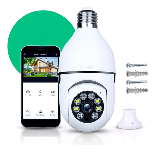 Camera lampada de seguranca casenn ip wifi com visao noturna 1