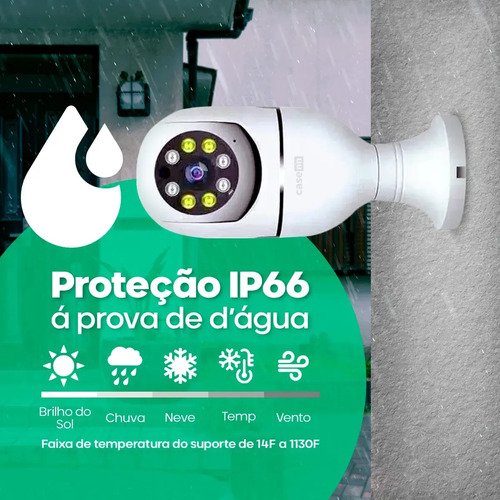 Câmera Lampada De segurança Casenn Ip Wifi Com Visão Noturna Interna Externa App Yoosee Espiã 360º Cor Branco