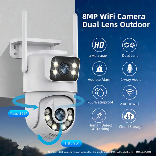 Câmera Lentes Dupla Prova D'água Ip Wifi Externa Branca A28 Jortan