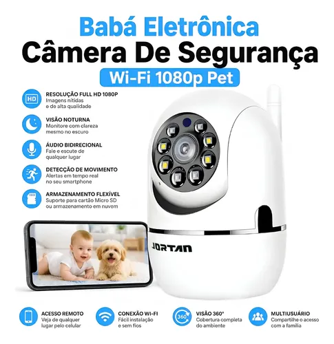 Câmera Mini Baba Eletrônica Ip Wifi Sem Fio Yoosee 360 1080p