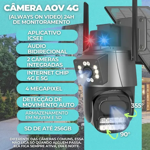 Câmera Segurança 360° 4k Chip 4g/5g Ip Wifi Visão Noturna
