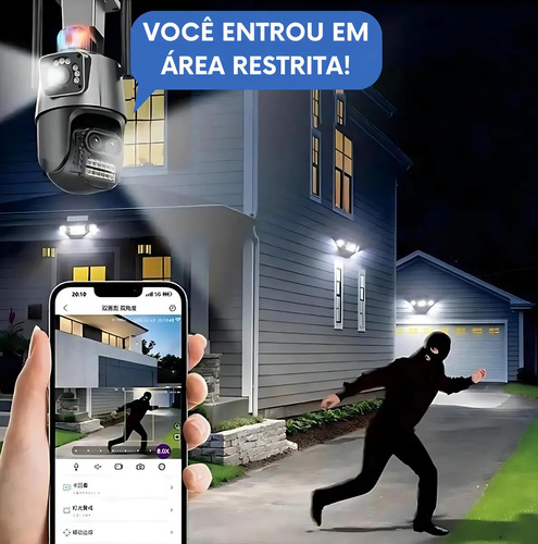 Camera Segurança Externa Lente Dupla 4k 6mp Sirene Policial G.Eye