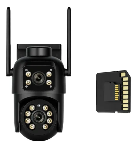 Camera seguranca externa lente dupla wifi ip66 sd 16gb