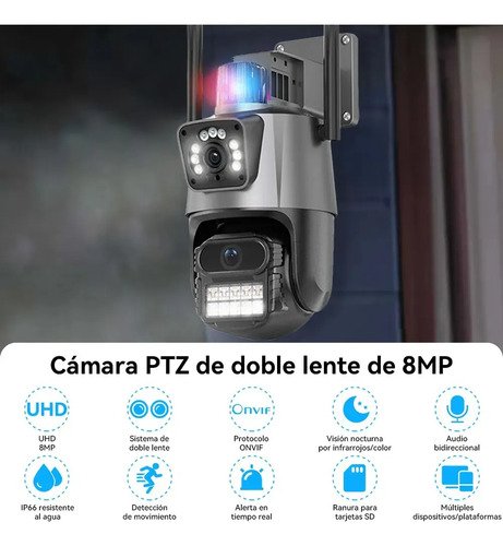 Câmera Segurança Ip Wifi P11 Lente Dupla 6mp Full Hd App Icsee Cor Preto Eks
