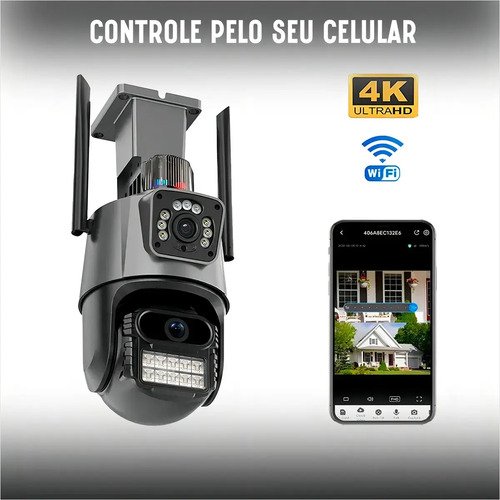 Câmera Segurança Ip Wifi P11 Lente Dupla 6mp Full Hd App Icsee Cor Preto Eks