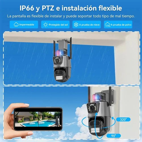 Câmera Segurança Ip Wifi P11 Lente Dupla 6mp Full Hd App Icsee Cor Preto Eks