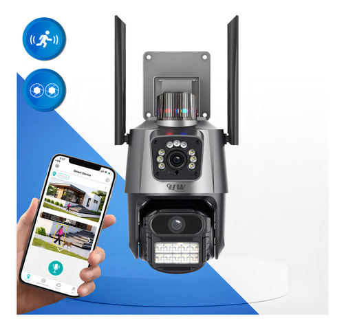 Camera seguranca wi fi ip dual com sirene visao noturna colo
