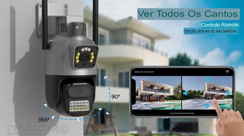 Câmera Segurança Wifi Ip Lente Dupla 2x 3mp Externa 360° A prova Dágua Cor Cinza