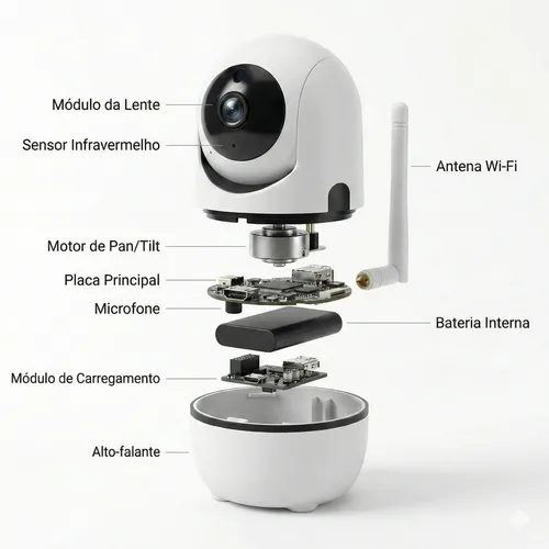 Câmera Wifi Babá Eletrônica Pet 360° Visão Noturna Segurança