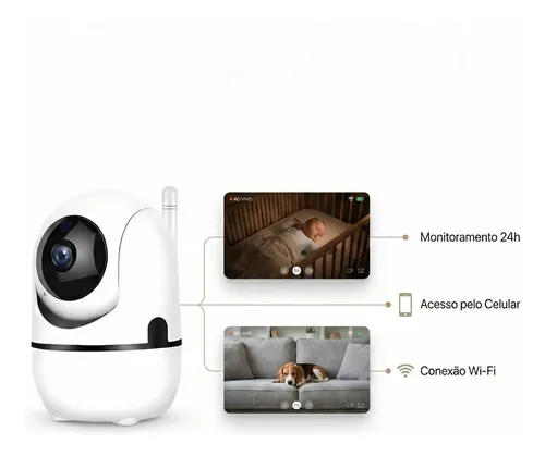Câmera Wifi Babá Eletrônica Pet 360° Visão Noturna Segurança