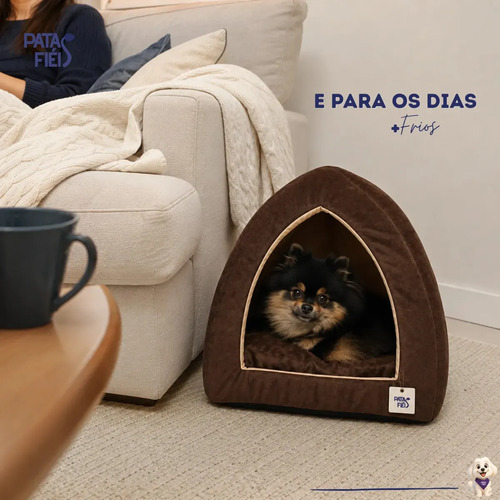 Caminha Oca Iglu Toca Suede Gato Cachorro Pet - Patas Fiéis Rosa E Bege Liso