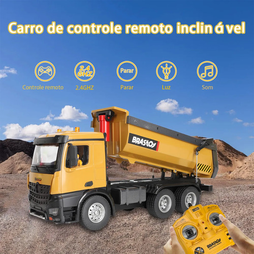 Caminhão Controle Remoto Caçamba Basculante Recarregável Som