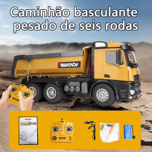 Caminhão Controle Remoto Caçamba Basculante Recarregável Som