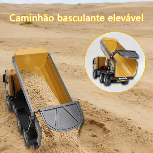 Caminhão Controle Remoto Caçamba Basculante Recarregável Som