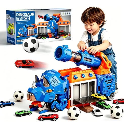 Caminhao dinossauro 3 em 1 engole carro e lanca bola futebol