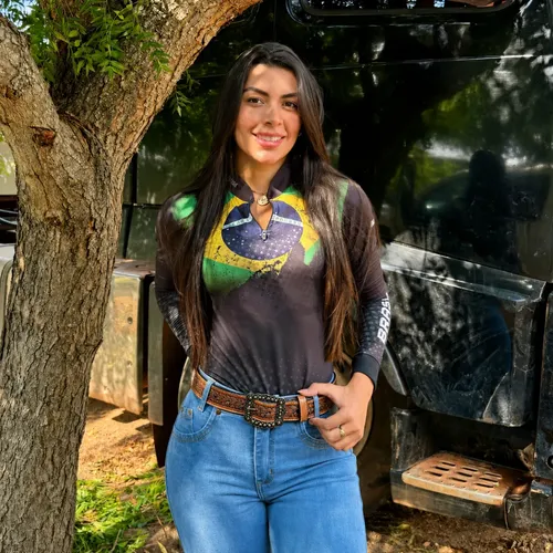 Camisa Agro Feminina Brk Brasileira Fazenda Oficial Uv50+