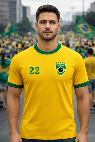 Camisa brasil copa estilo torcedor amarela 22