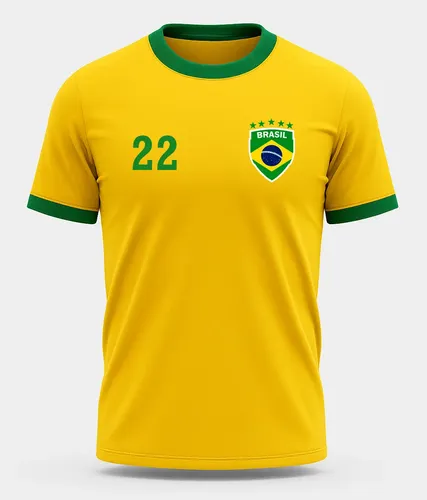 Camisa Brasil Copa Estilo Torcedor Amarela 22