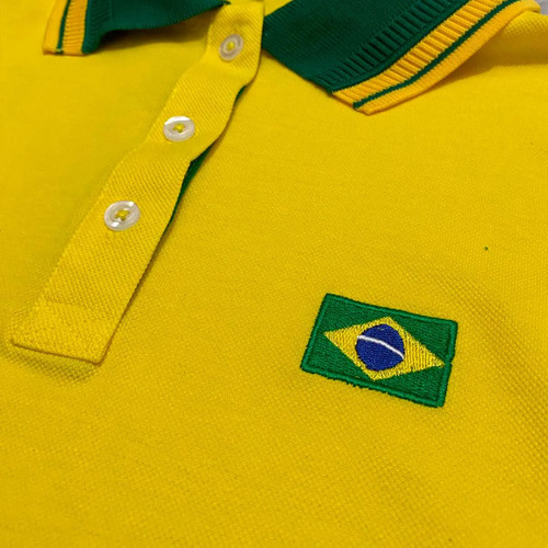 Camisa Brasil Feminina Polo Piquet Amarela