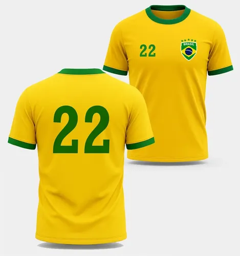 Camisa dryfit brasil amarela no 22 estilo torcedor