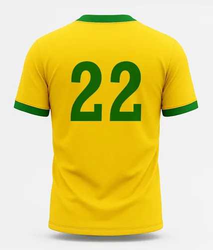 Camisa Dryfit Brasil Amarela No 22 Estilo Torcedor