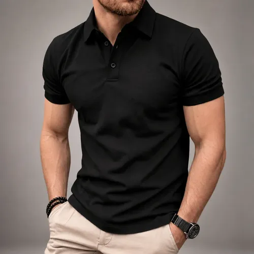 Camisa gola polo masculina pique premium algodao confortavel