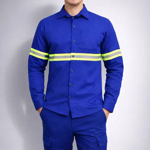 Camisa grande manga longa brim profissional refletiva botao