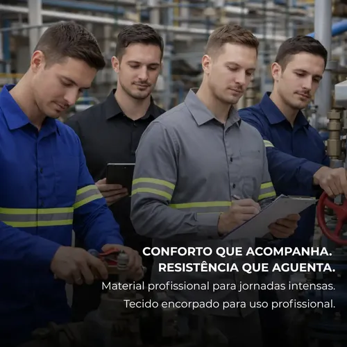 Camisa Grande Manga Longa Brim Profissional Refletiva Botão