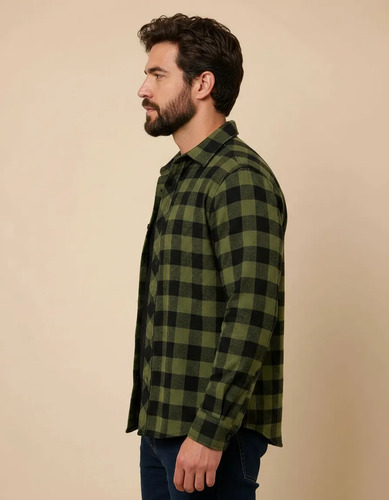 Camisa Masculina Xadrez Manga Longa Gola Italiana Eterno