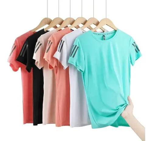 Camiseta Básica Exercícios De Verão Feminina Seda Gelada