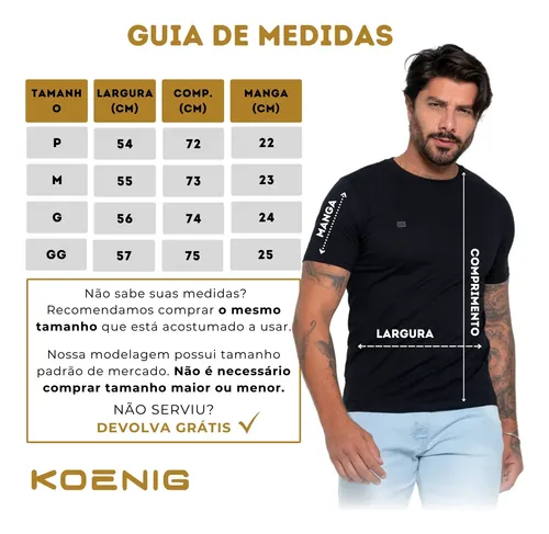 Camiseta Básica Masculina Slim Koenig 100% Algodão Atacado